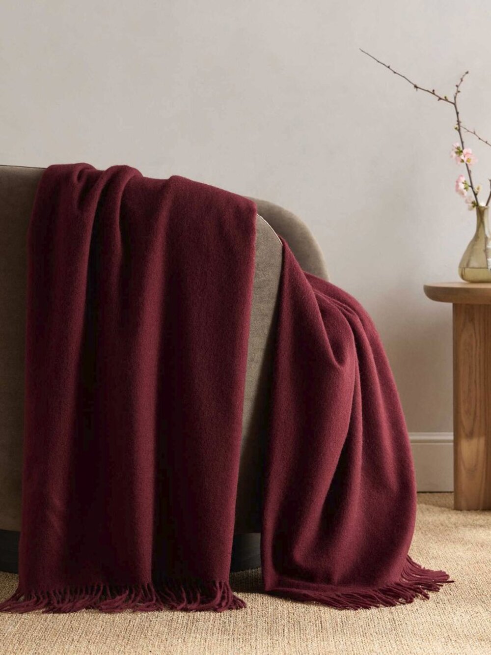 Mongolian Cashmere Throw* in Rich Burgundy